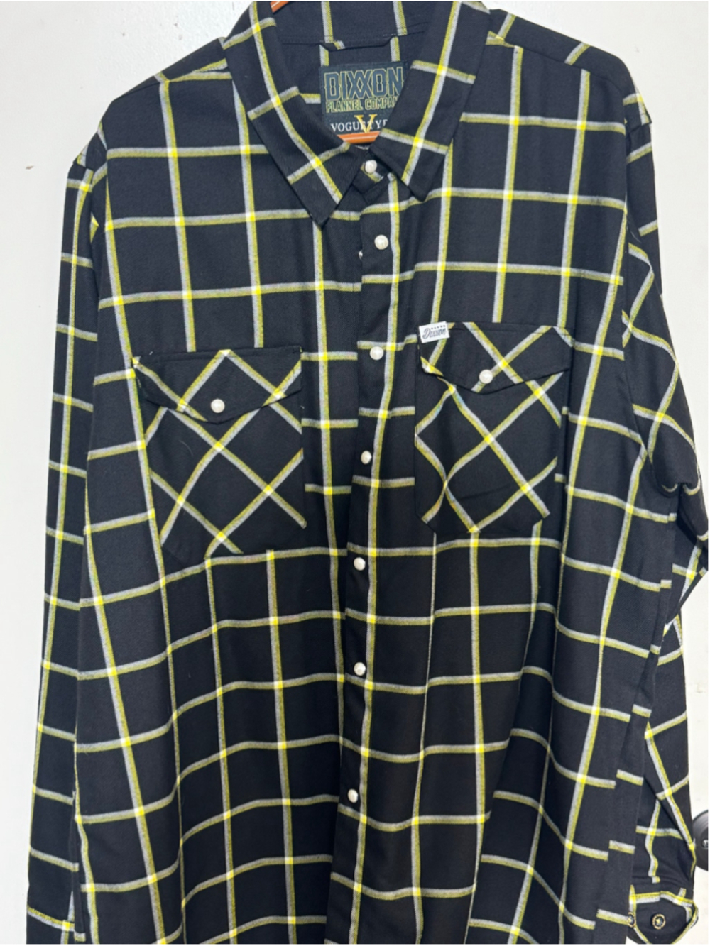 Vogue Tyres - Men's Dixxon Flannel Shirt XXL Black Yellow Plaid Button Down